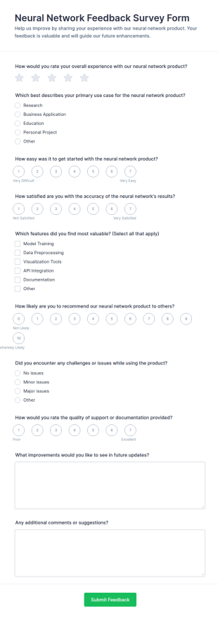 Neural Network Feedback Survey Form Template