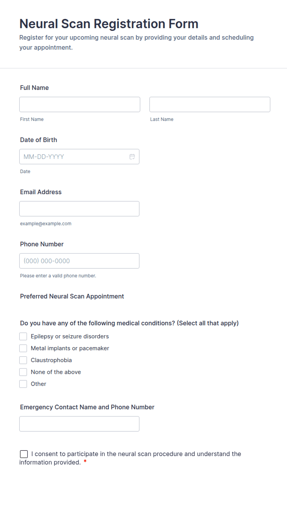 Scanner Box Form Neural Scan Registration Form Template | Jotform