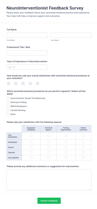 NeuroInterventionist Feedback Survey Form Template