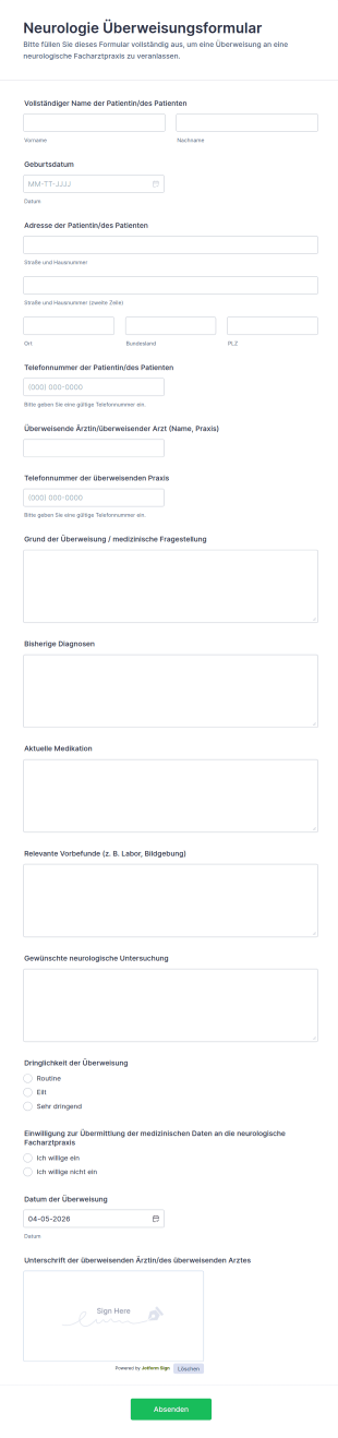 Neurologische Überweisungsformular