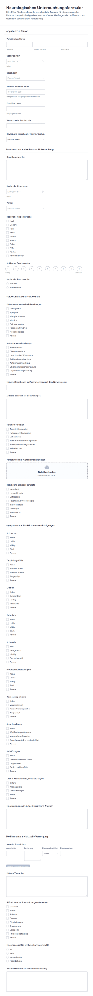 Neurologische Untersuchungs Checkliste