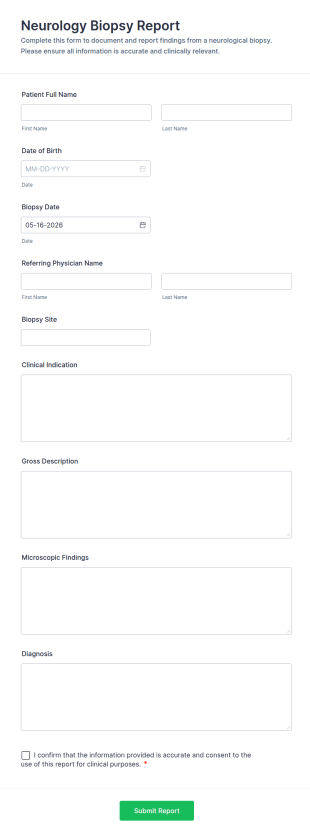 Neurology Biopsy Report Form Template