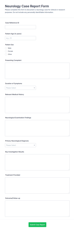 Neurology Case Report Form Template