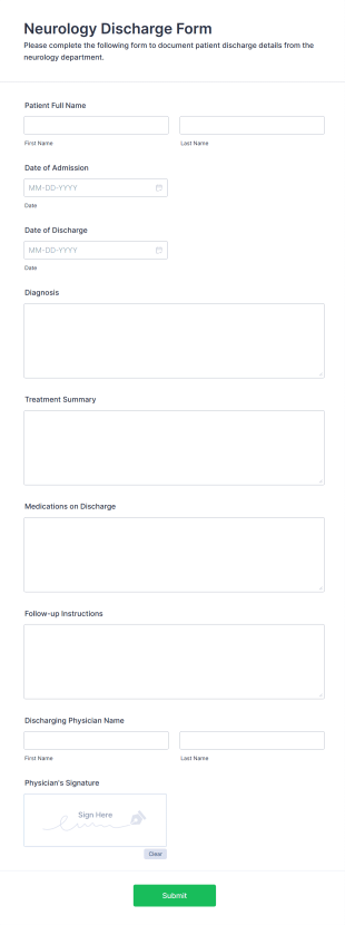 Neurology Discharge Form Template