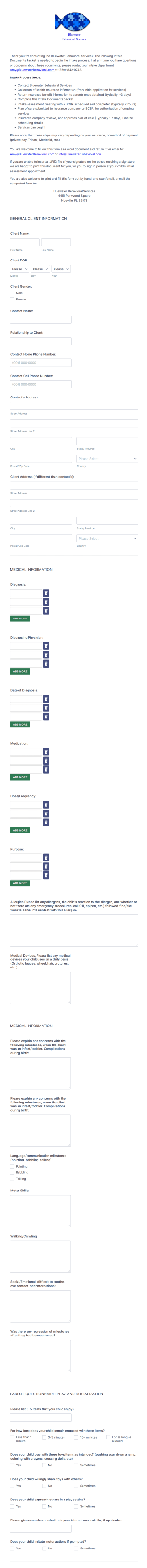 Neuromuscular Massage Therapy Client Intake Form Template