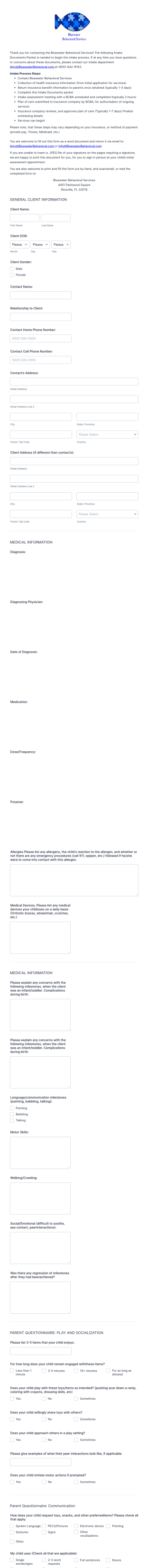 Neuromuscular Massage Therapy Client Intake Form Template