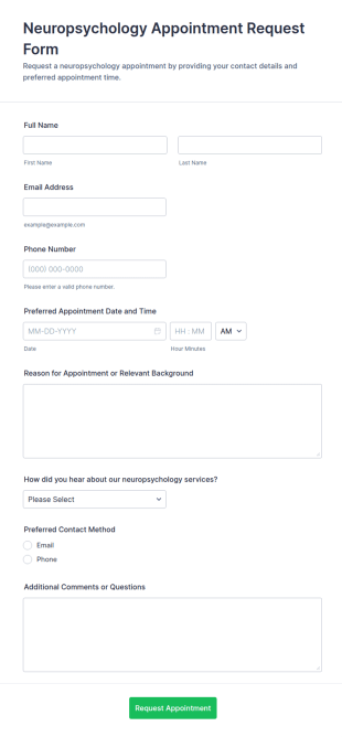 Neuropsychology Appointment Request Form Template