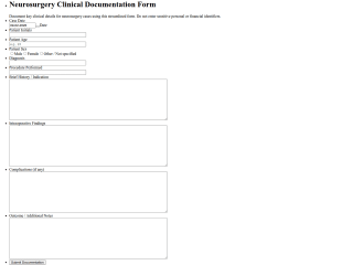 Neurosurgery Clinical Documentation Form Template