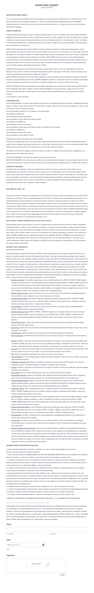 Neurotoxin Consent Form Template