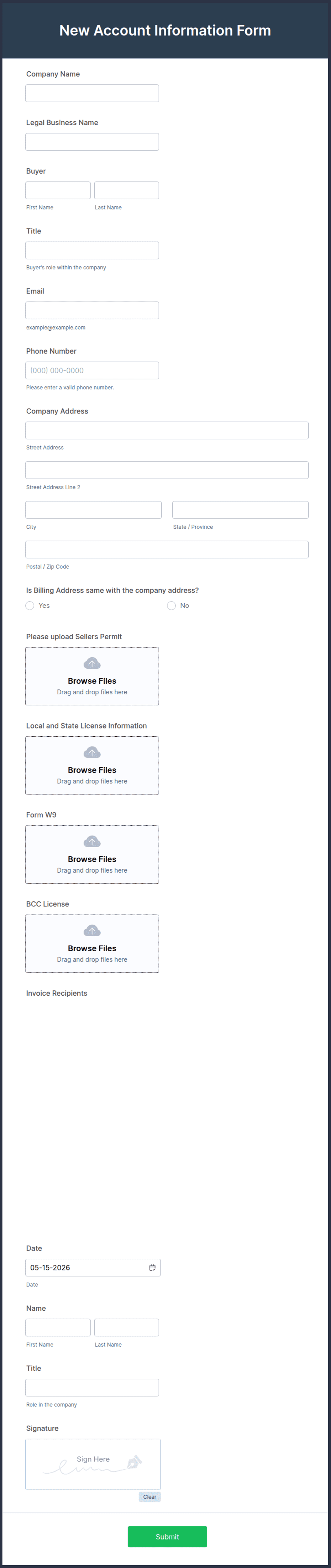 New Account Information Form Template | Jotform