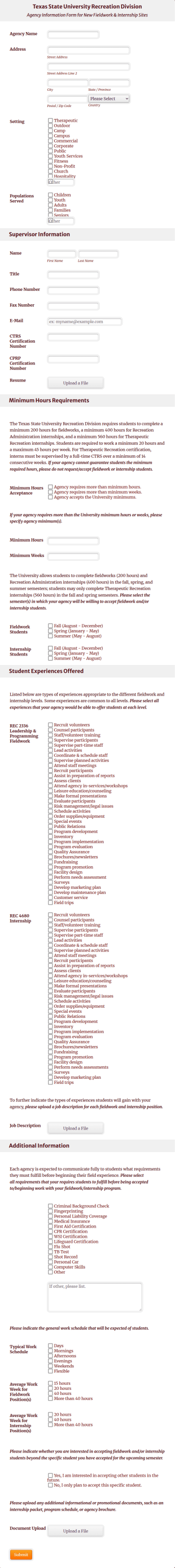 New Agency Information Form Template