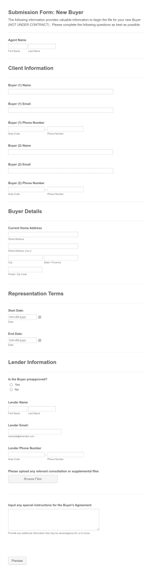 New Buyer Compliance Form Template