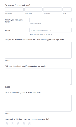 New Client Goal Setting Form Template