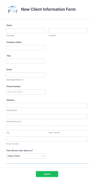 New Client Information Form Template
