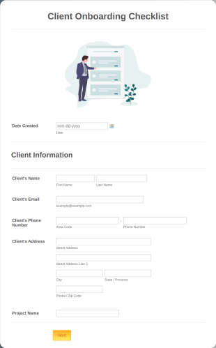 New Client Onboarding Checklist Form Template
