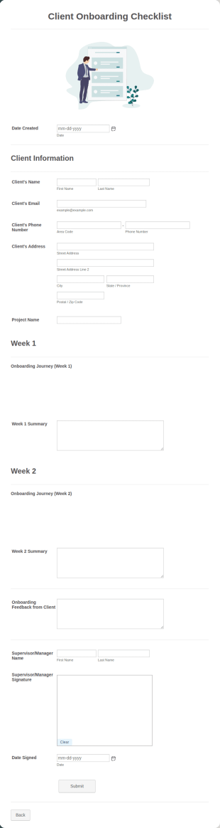 New Client Onboarding Checklist Form Template