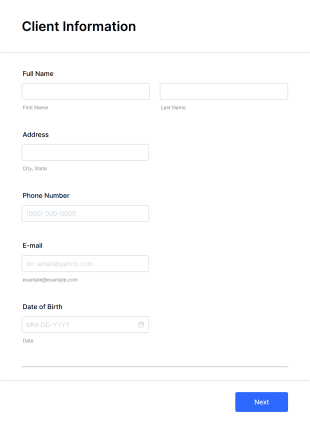 New Client Registration Form Template