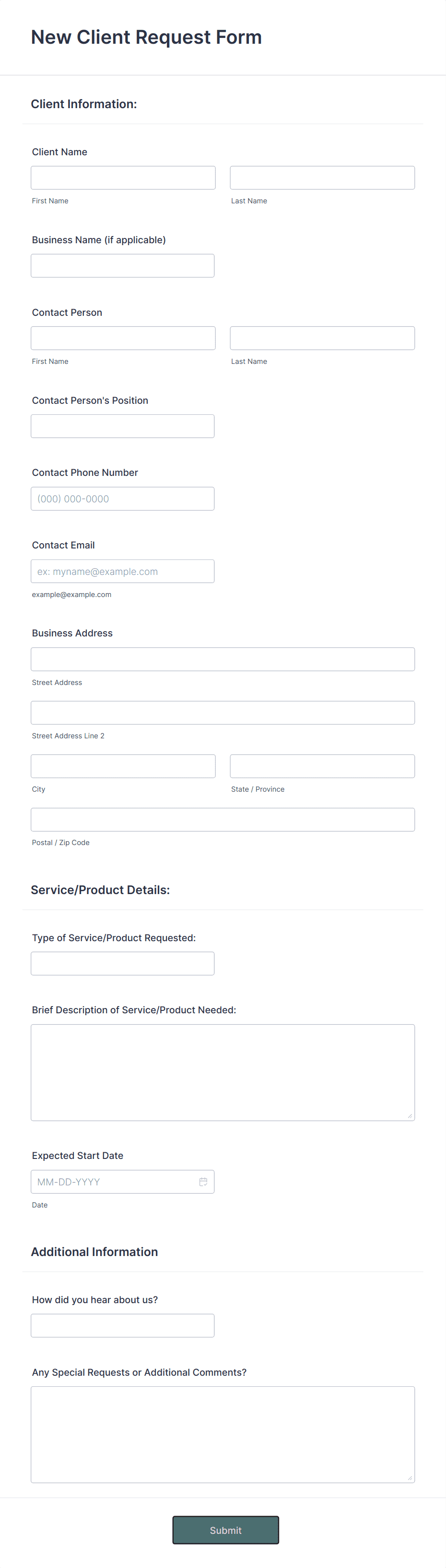 New Client Request Form Template | Jotform