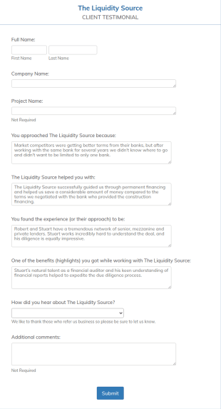 New Client Testimonial Form Template