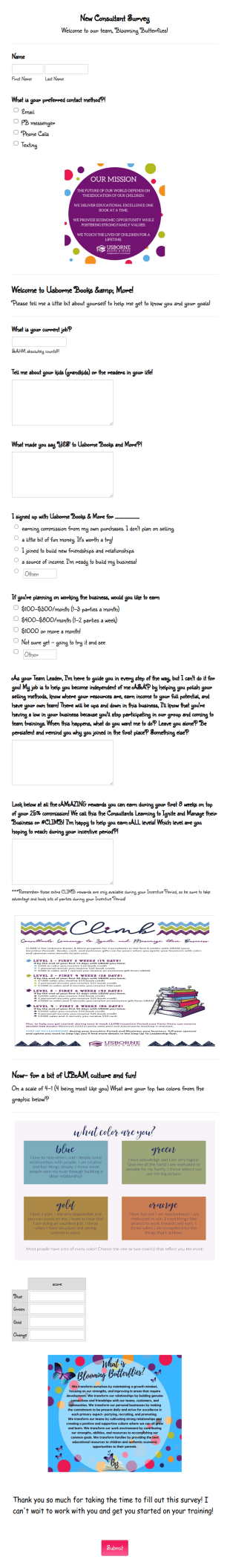 New Consultant Survey Form Template