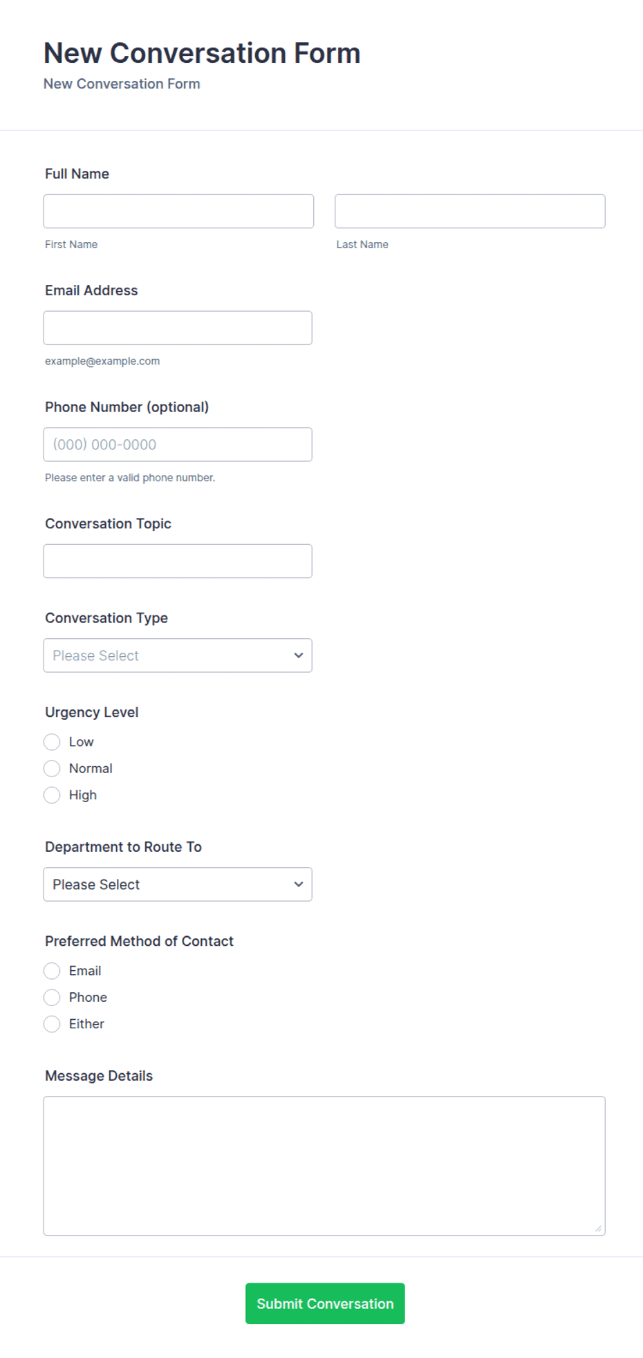 New Conversation Form Template | Jotform