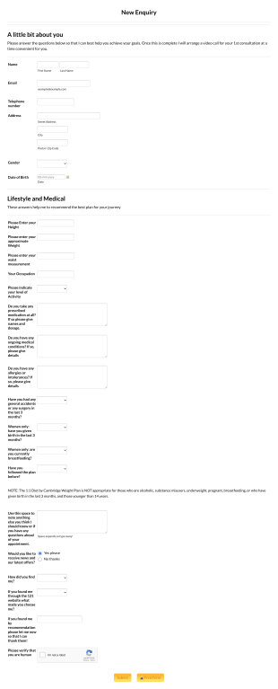 New Enquiry Form Template