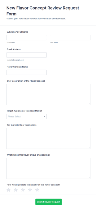 New Flavor Concept Review Request Form Template