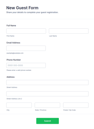 New Guest Form Template