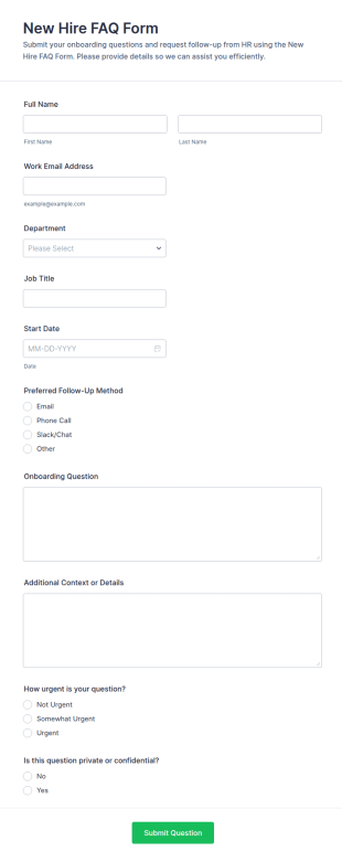 New Hire FAQ Form Template