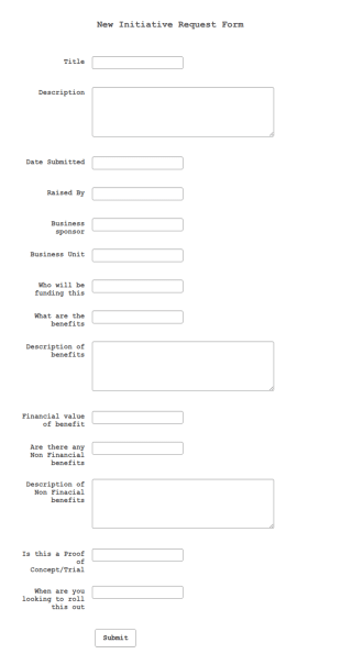 New Initiative Request Form Template