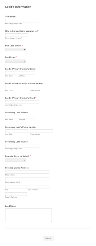 New Lead Form Template