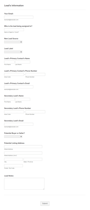 New Lead Form Template