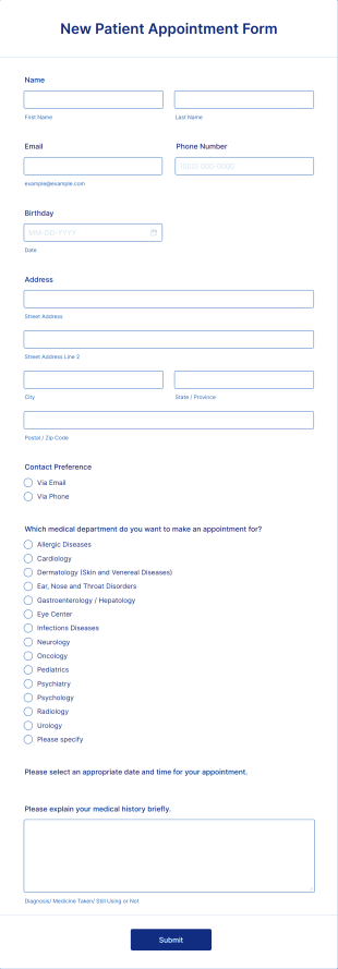 New Patient Appointment Form Template