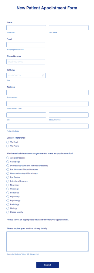 New Patient Appointment Form Template