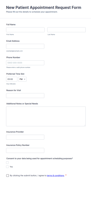 New Patient Appointment Request Form Template