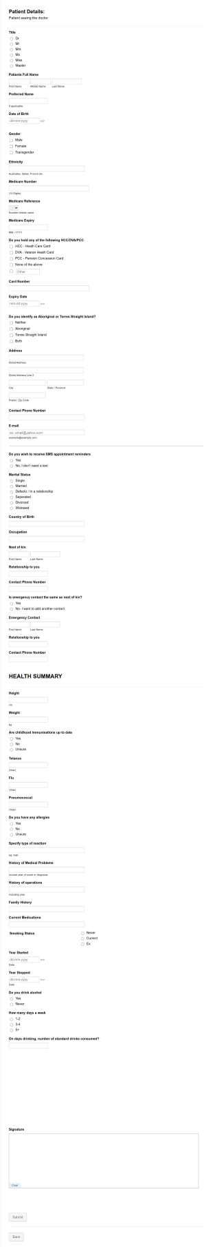 New Patient Information And Privacy Consent Form Template