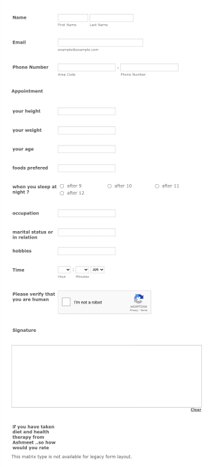 New Patient NUTRITION Assessment Form Template