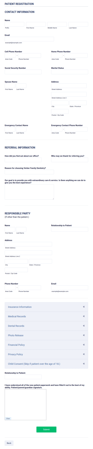 New Patient Paperwork Form Template