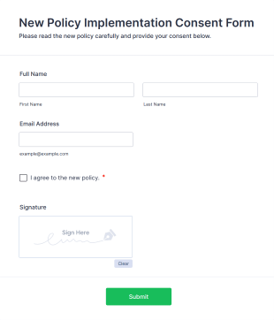 New Policy Implementation Consent Form Template