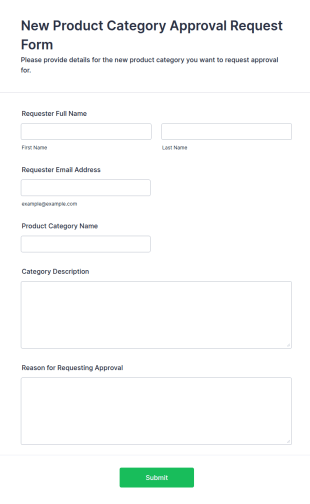 New Product Category Approval Request Form Template