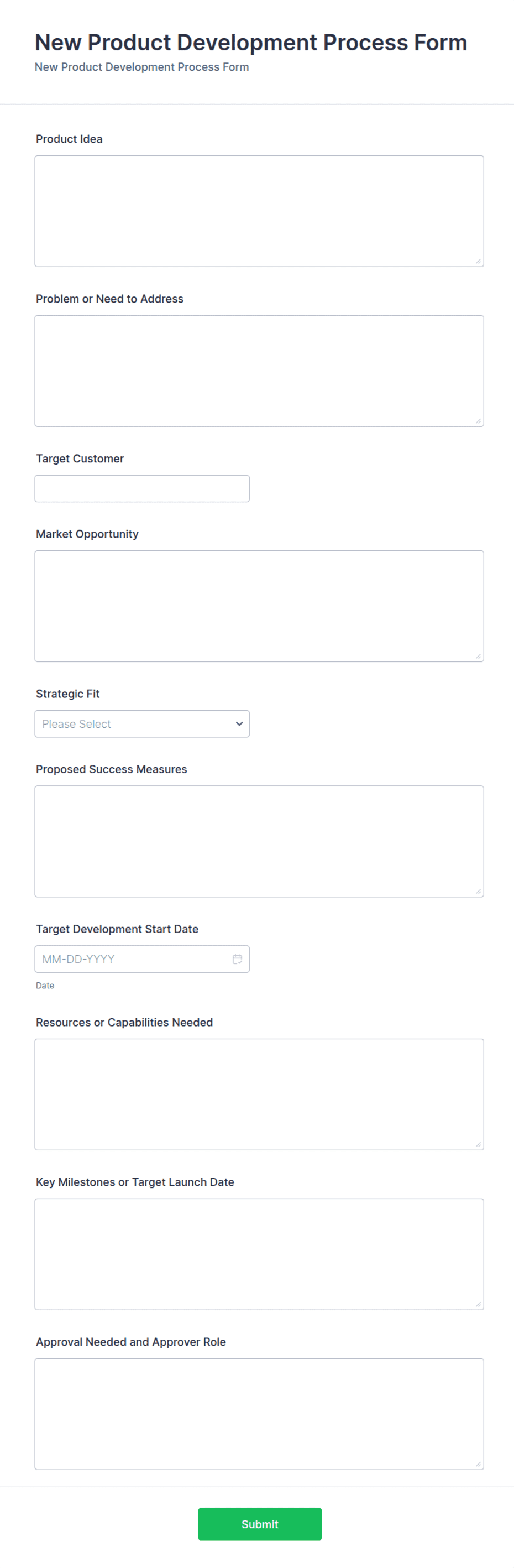New Product Development Process Form Template | Jotform