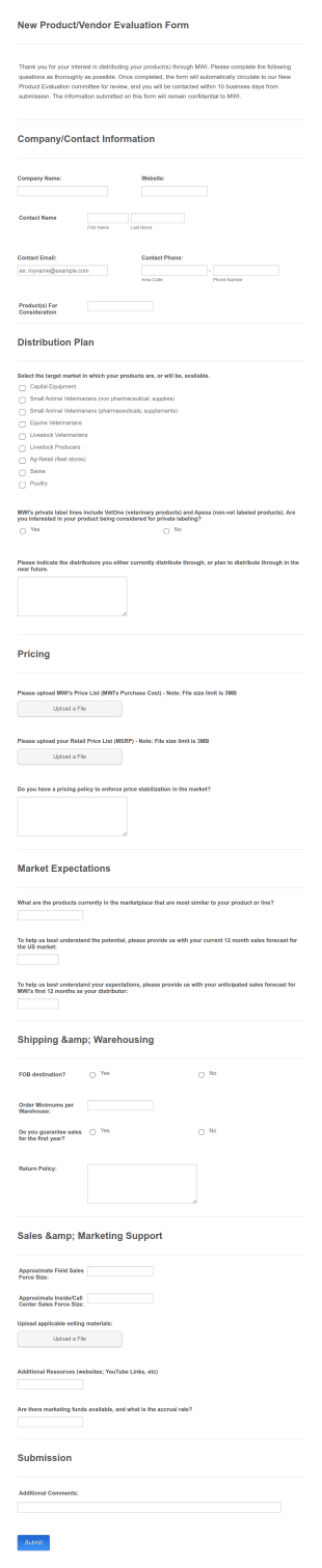 New Product Evaluation Form Template