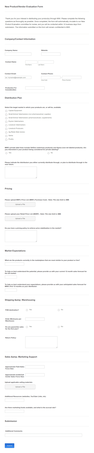 New Product Evaluation Form Template