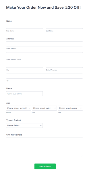 New Product Order Form Template