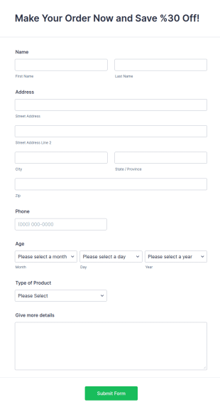 New Product Order Form Template