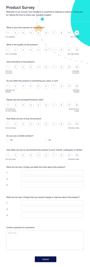 New Product Survey Form Template