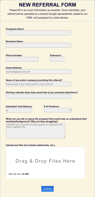 New Referral Form Template