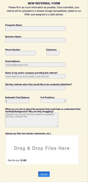 New Referral Form Template