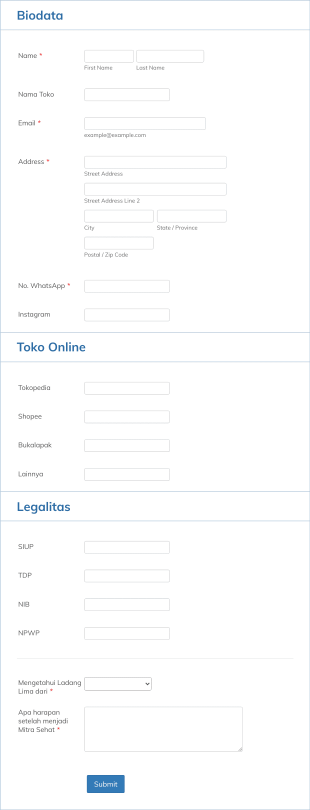 New Reseller Form Template