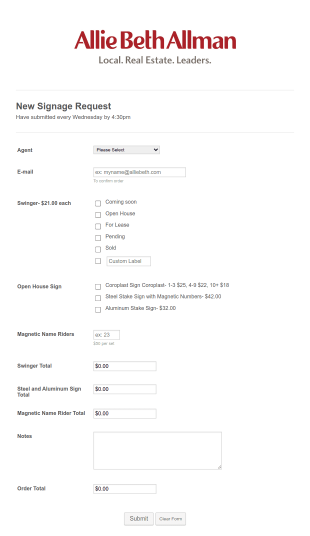 New Signage Request Form Template